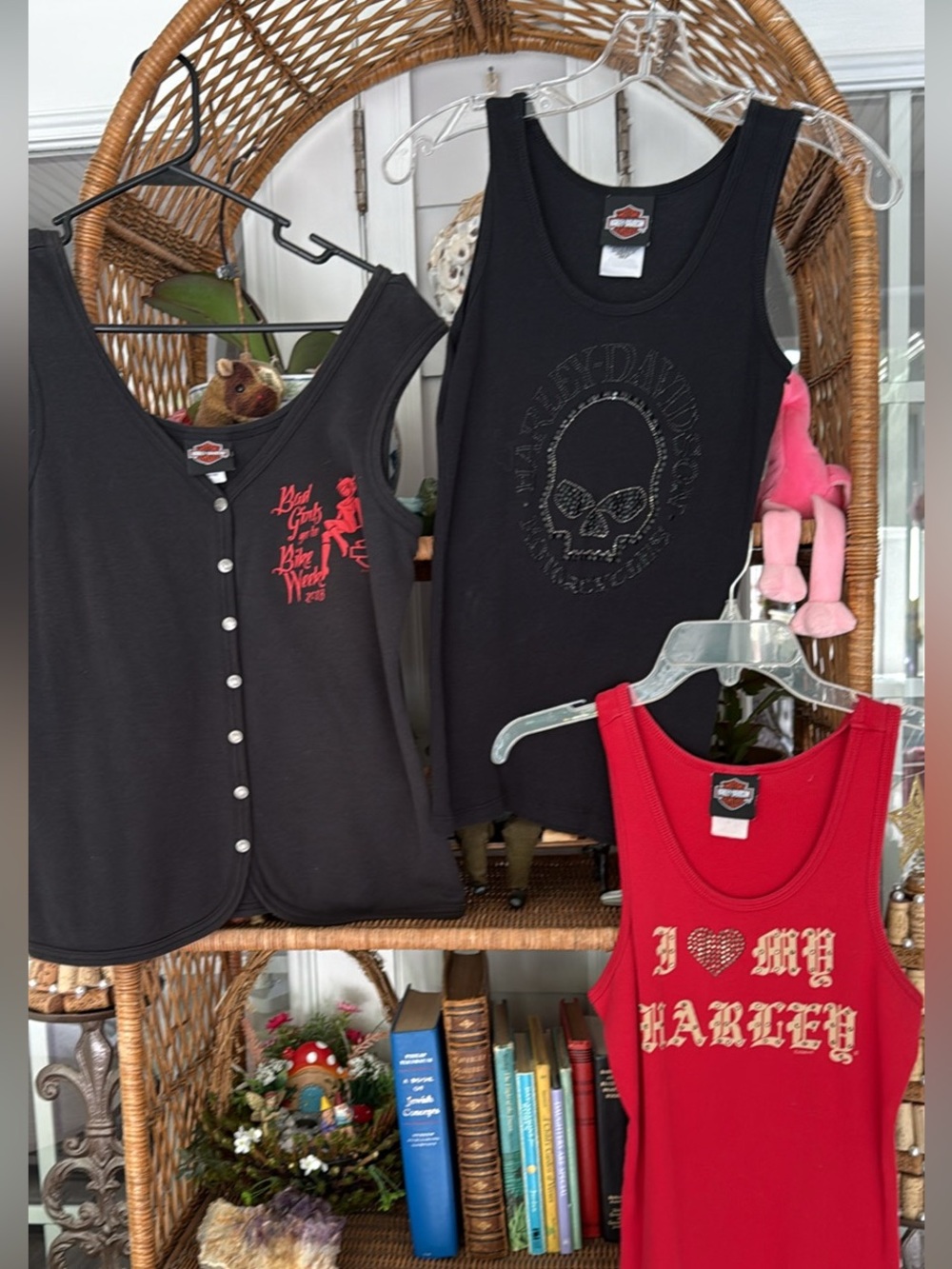 Harley-Davidson Black & Red  Tank and Button-Front Top Set